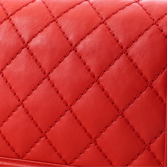 CHANEL BOY Chain Wild Stitch Quilted Shoulder Bag Red Medium 3 Chanel wallets - Picture 10 of 14